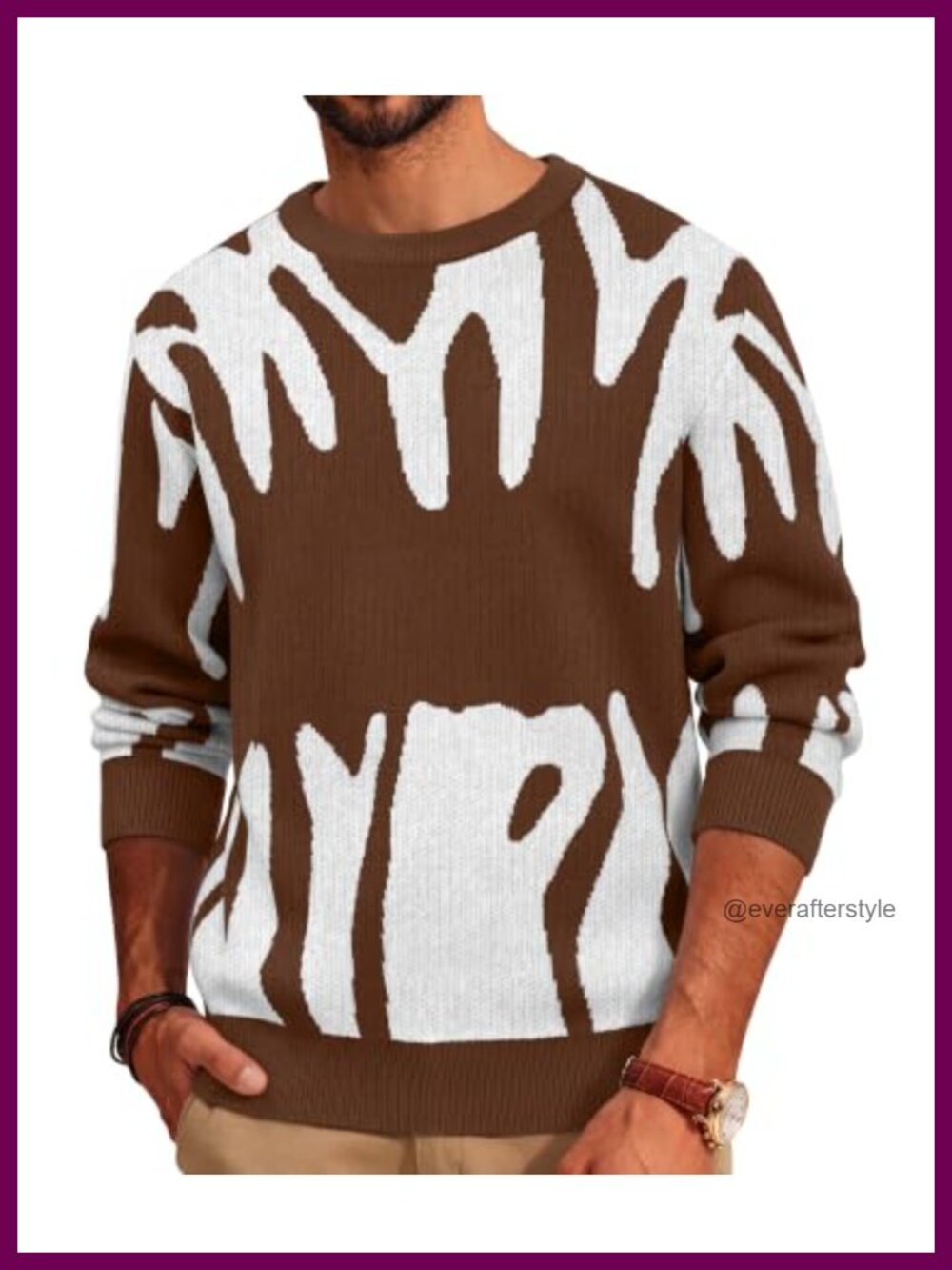 Men's Pullover Knit Sweater Long Sleeve Crewneck Recycled Polyester Blend